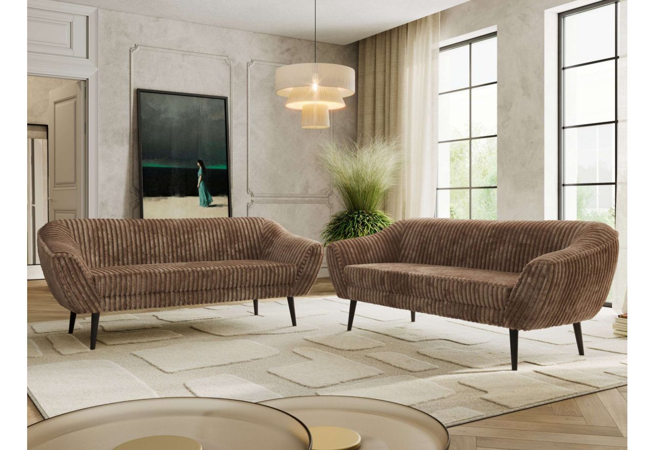 Zestaw PIRS 3+3 - brązowy, sztruks - nóżki,  czarny