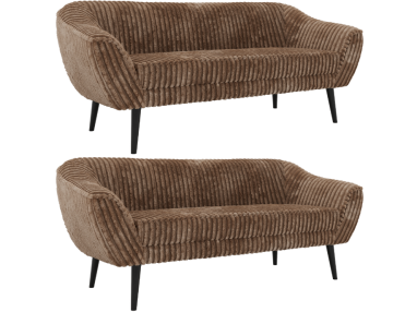 Zestaw PIRS 3+3 - brązowy, sztruks - nóżki,  czarny