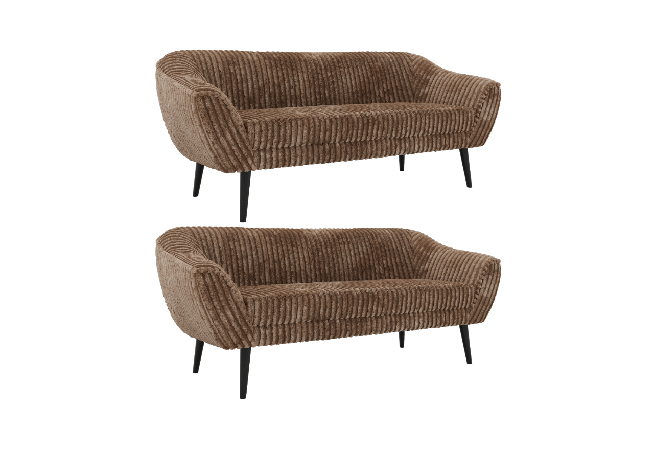 Zestaw PIRS 3+3 - brązowy, sztruks - nóżki,  czarny