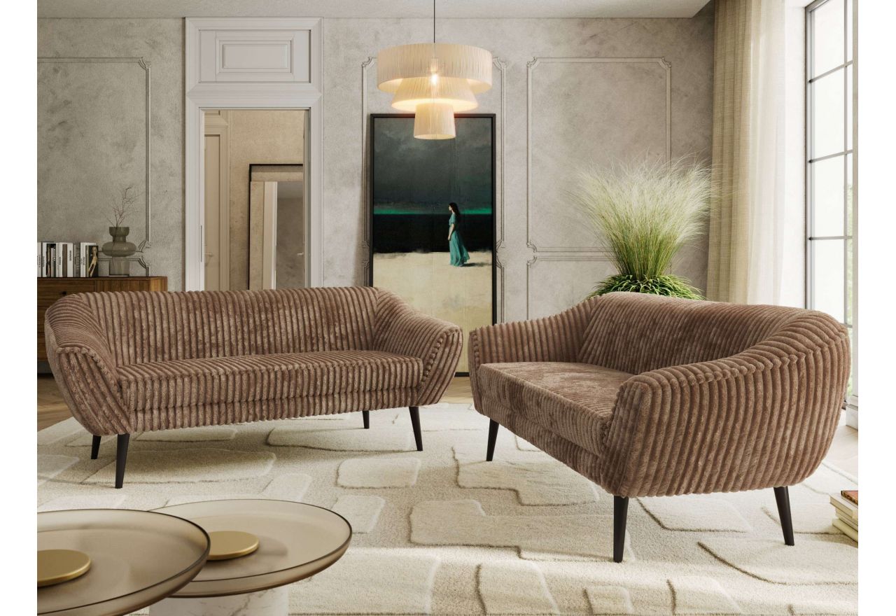 Zestaw PIRS 3+3 - brązowy, sztruks - nóżki,  czarny