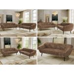 Zestaw PIRS 3+3 - brązowy, sztruks - nóżki,  czarny