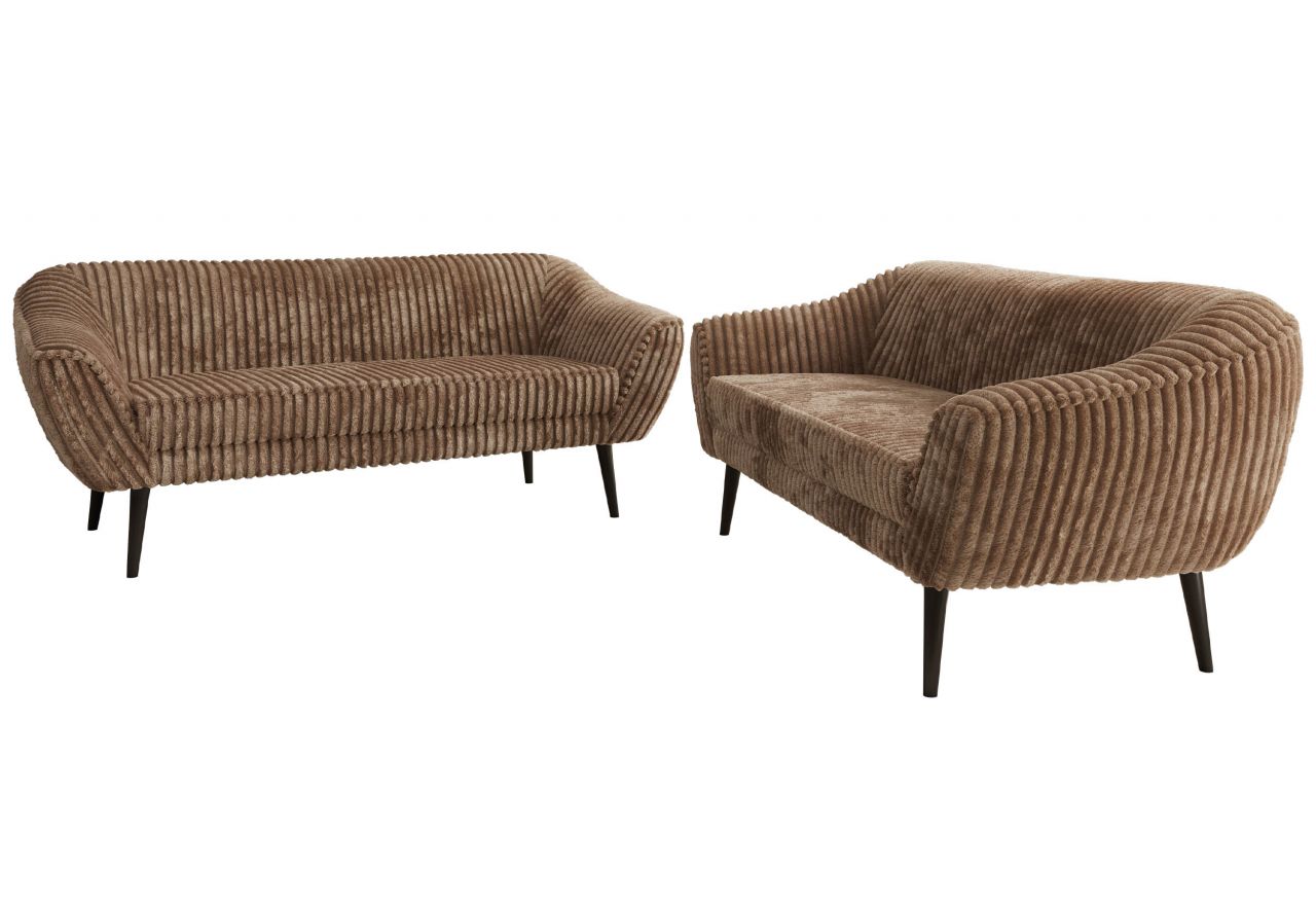 Zestaw PIRS 3+3 - brązowy, sztruks - nóżki,  czarny