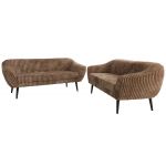 Zestaw PIRS 3+3 - brązowy, sztruks - nóżki,  czarny