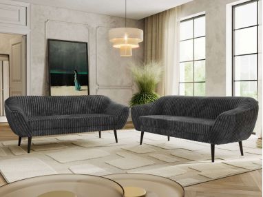 Zestaw PIRS 3+3 - szary, sztruks - nóżki,  czarny