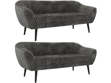 Zestaw PIRS 3+3 - szary, sztruks - nóżki,  czarny