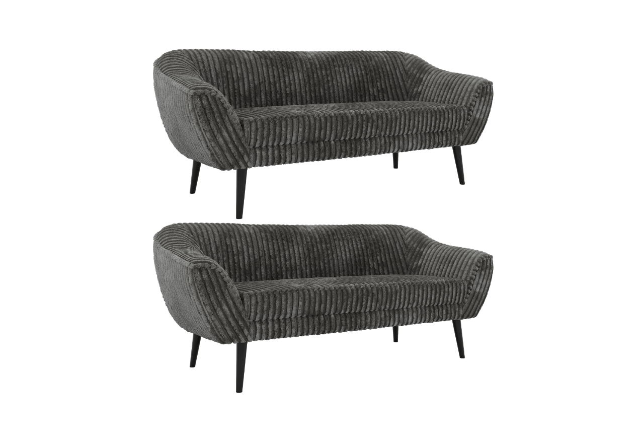 Zestaw PIRS 3+3 - szary, sztruks - nóżki,  czarny