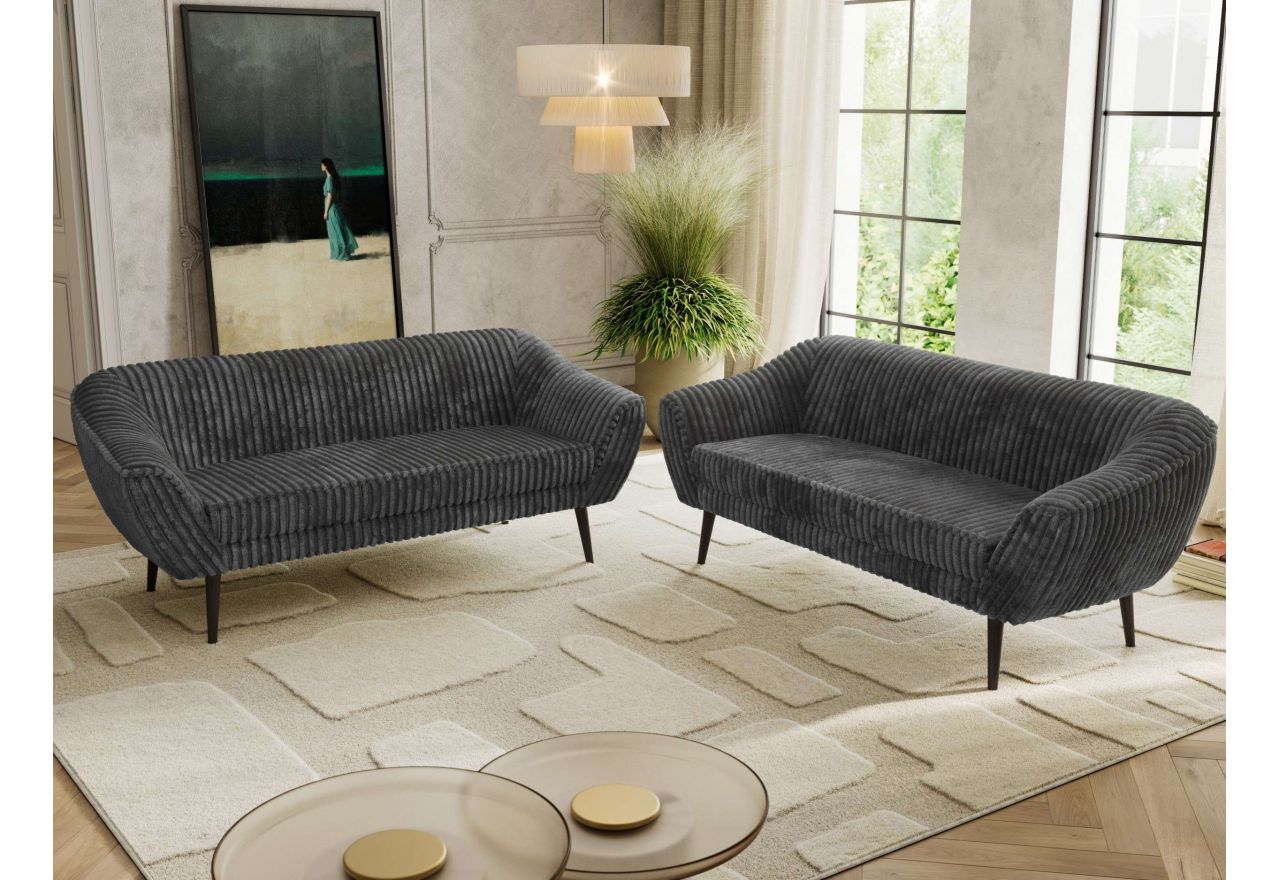 Zestaw PIRS 3+3 - szary, sztruks - nóżki,  czarny