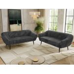 Zestaw PIRS 3+3 - szary, sztruks - nóżki,  czarny