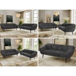 Zestaw PIRS 3+3 - szary, sztruks - nóżki,  czarny