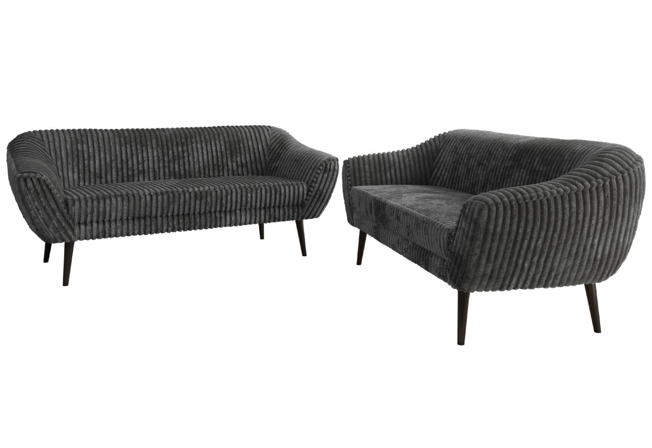 Zestaw PIRS 3+3 - szary, sztruks - nóżki,  czarny