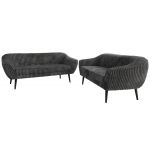 Zestaw PIRS 3+3 - szary, sztruks - nóżki,  czarny