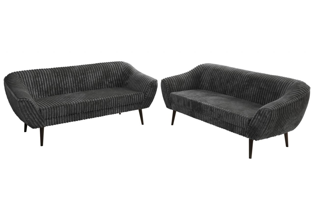 Zestaw PIRS 3+3 - szary, sztruks - nóżki,  czarny