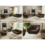 Zestaw PIRS 3+3+1 - brązowy, welwet - nóżki,  biały