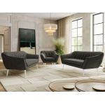 Zestaw PIRS 3+3+1 - ciemnoszary, welwet - nóżki,  biały