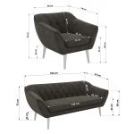 Zestaw PIRS 3+3+1 - ciemnoszary, welwet - nóżki,  biały