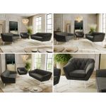 Zestaw PIRS 3+3+1 - ciemnoszary, welwet - nóżki,  biały