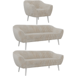 Zestaw PIRS 3+3+1 - beżowy, sztruks - nóżki,  biały