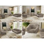 Zestaw PIRS 3+3+1 - jasnobrązowy, sztruks - nóżki,  biały