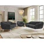 Zestaw PIRS 3+3+1 - szary, sztruks - nóżki,  biały