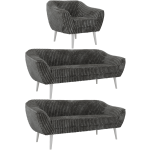 Zestaw PIRS 3+3+1 - szary, sztruks - nóżki,  biały