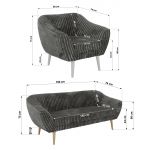 Zestaw PIRS 3+3+1 - szary, sztruks - nóżki,  biały