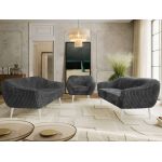 Zestaw PIRS 3+3+1 - szary, sztruks - nóżki,  biały