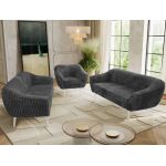 Zestaw PIRS 3+3+1 - szary, sztruks - nóżki,  biały