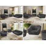 Zestaw PIRS 3+3+1 - szary, sztruks - nóżki,  biały