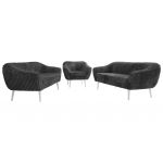 Zestaw PIRS 3+3+1 - szary, sztruks - nóżki,  biały