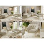 Zestaw PIRS 3+3+1 - kremowy, welwet - nóżki,  buk