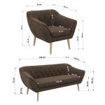 Zestaw PIRS 3+3+1 - brązowy, welwet - nóżki,  buk