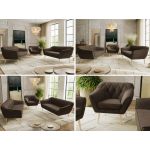 Zestaw PIRS 3+3+1 - brązowy, welwet - nóżki,  buk