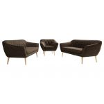 Zestaw PIRS 3+3+1 - brązowy, welwet - nóżki,  buk