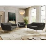 Zestaw PIRS 3+3+1 - ciemnoszary, welwet - nóżki,  buk