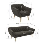 Zestaw PIRS 3+3+1 - ciemnoszary, welwet - nóżki,  buk