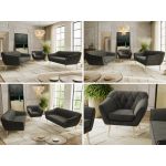 Zestaw PIRS 3+3+1 - ciemnoszary, welwet - nóżki,  buk