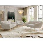 Zestaw PIRS 3+3+1 - beżowy, sztruks - nóżki,  buk