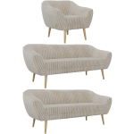 Zestaw PIRS 3+3+1 - beżowy, sztruks - nóżki,  buk