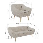 Zestaw PIRS 3+3+1 - beżowy, sztruks - nóżki,  buk