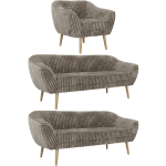 Zestaw PIRS 3+3+1 - jasnobrązowy, sztruks - nóżki,  buk