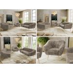 Zestaw PIRS 3+3+1 - jasnobrązowy, sztruks - nóżki,  buk