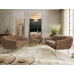 Zestaw PIRS 3+3+1 - brązowy, sztruks - nóżki,  buk