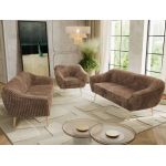 Zestaw PIRS 3+3+1 - brązowy, sztruks - nóżki,  buk