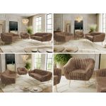 Zestaw PIRS 3+3+1 - brązowy, sztruks - nóżki,  buk