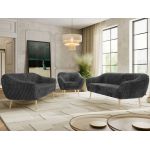 Zestaw PIRS 3+3+1 - szary, sztruks - nóżki,  buk