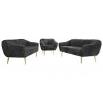 Zestaw PIRS 3+3+1 - szary, sztruks - nóżki,  buk