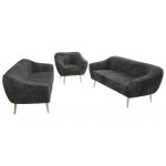 Zestaw PIRS 3+3+1 - szary, sztruks - nóżki,  buk