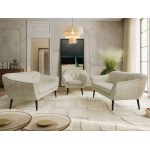 Zestaw PIRS 3+3+1 - kremowy, welwet - nóżki,  czarny