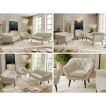 Zestaw PIRS 3+3+1 - kremowy, welwet - nóżki,  czarny