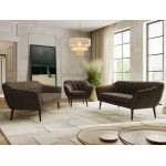 Zestaw PIRS 3+3+1 - brązowy, welwet - nóżki,  czarny